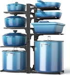 ORDORA Pots and Pans Organizer Under Cabinet 20.8", 8-Tier Adjustable Black by ORDORA