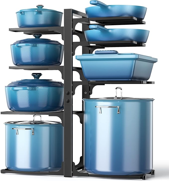 ORDORA Pots and Pans Organizer Under Cabinet 20.8", 8-Tier Adjustable Black by ORDORA