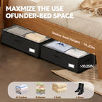 Under Bed Storage with Wheels, 2-Pack Under Bed Storage Containers, No Assemble Required 10 inches Height, Rolling underbed storage Drawers, Underbed Storage Bins for Shoes, Clothes, Blankets, Toys - Image 2