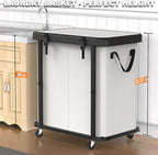 Laundry Basket with Wheels,190L (50 Gal) Laundry Hamper 2 Setion - Beige - Image 4