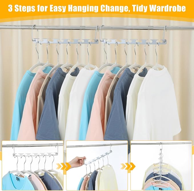 12 Pack Space Saving Hangers for Clothes, Sturdy Metal Hangers Wardrobe Closet Organizer Closet Organizers and Storage, Dorm Room Essentials - Image 7