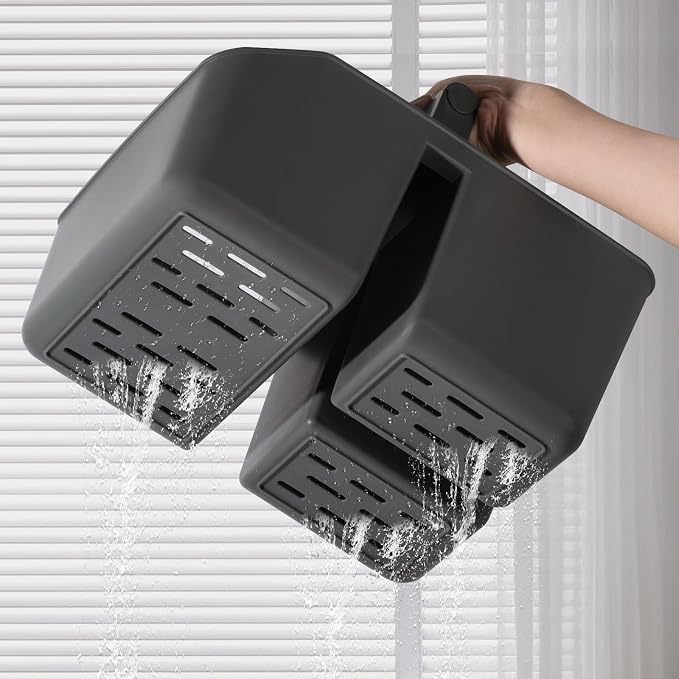 Plastic Shower Caddy, Portable Basket with Bamboo Handle, Dark Gray - Image 5