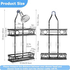 Adjustable Shower Caddy Hanging Rustproof Large-Capacity Bathroom Organizer Shower Racks with Hooks for Razor Bathroom Organizers and Storage - Image 2