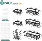 Veken Shower Caddy 6-Pack, Bathroom Organizers and Storage Shelves, Black - Image 7