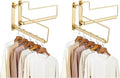 NEWRAIN Clothes Drying Rack, Laundry Racks for Drying Clothes, Wall Mounted Swing Arm Clothes Hanger for Laundry Room, Garage, Indoor & Outdoor Use,Brushed Gold (Pack of 2) by NEWRAIN
