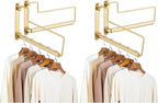 NEWRAIN Clothes Drying Rack, Laundry Racks for Drying Clothes, Wall Mounted Swing Arm Clothes Hanger for Laundry Room, Garage, Indoor & Outdoor Use,Brushed Gold (Pack of 2) by NEWRAIN