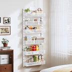 Pantry Door Organizers and Storage, 6-Tier Large Metal Heavy-Duty Frame Over the Door Spice Rack, 2 in 1 Wall-Mounted or Hanging shelf for Kitchen, Bathroom, Laundry Room, Bedroom, Closet &Nursery - Image 5