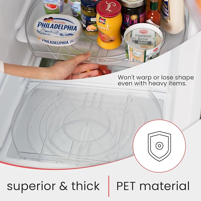 Lazy Susan for Refrigerator - 360° Turntable Refrigerator Organizer and Storage Tray for Fridge, Cabinet & Pantry - Rectangle Lazy Susan (16.5"x11.5"x1.5") - Image 6