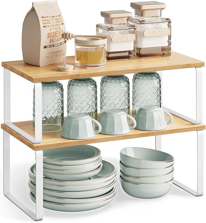 SONGMICS Cabinet Organizer Shelf, Set of 2 Spice Rack, Kitchen Storage - Image 8