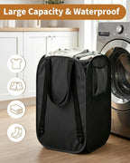 House Again 76L Laundry Backpack, 210D Oxford Heavy Duty Laundry Bag Backpack with Adjustable Shoulder Straps, Foldable Laundry Bag for College Dorm and Travel, Black - Image 6