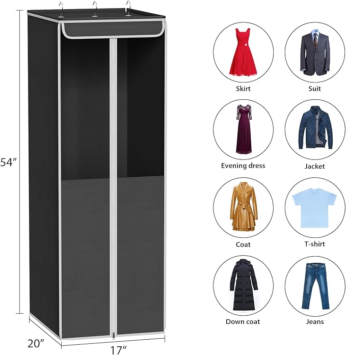 Univivi Garment Bags for Hanging Clothes, Cloth Bag 54 In, 2 PCS, Dark Grey - Image 4