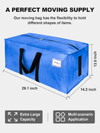 HOMESURE Supports 200lbs Heavy Duty Moving Bags - Strong Zipper & Wrap-Around Handles - Water-Resistant Storage Totes, Durable Alternative to Moving Boxes - 4 Pack - Sky Blue - Image 5