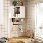 RUSTOWN Fluted Bathroom Wall Cabinet with 2 Doors, 3-Tier Medicine Cabinet - Image 7