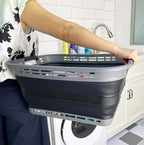 SAMMART 42L (11 Gallons) Collapsible Plastic Laundry Basket - Foldable Pop Up Storage Container/Organizer - Portable Washing Tub - Space Saving Hamper/Basket [BPA Free] (Grey/Black (Set of 2)) - Image 3