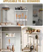 Supforce Small Broom Holder Wall Mount with Shelf, 4 Slots 3 Hooks - Image 6