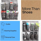 GORILLA GRIP Over the Door Shoe Organizer, 24 Large Pockets, Gray | Breathable Mesh Pocket, Space Saving Hanging Storage Holder, Closet Rack Hanger for Shoes, Pantry and Bathroom Accessories - Image 6