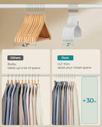 SONGMICS Plastic Clothes Hangers, Pack of 50, Space-Saving | 0.2 Inches Thick, 17.7 Inches Wide, 360° Swivel Hook, Cloud White, BREANNA Collection UCRP050W05 - Image 6