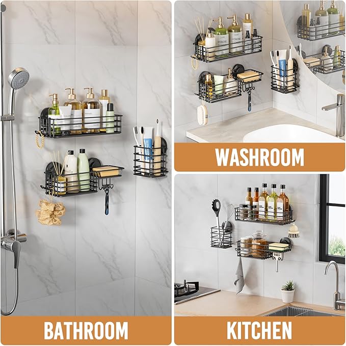 LEVERLOC Shower Caddy Suction Cup, Bathroom Organizer for Inside Shower - Image 7