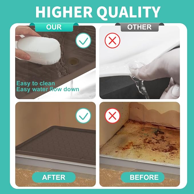 Under Sink Mat for Kitchen Silicone Waterproof Under Sink Liner, Flexible Sink Cabinet Organizer Tray with Drain Hole, Hold up to 3.3 Gallons Liquid, Easy to Clean (Brown, 28X19) - Image 6
