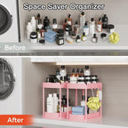 2 Packs Under Sink Pull-Out Storage Organizers, 12.8 Inches, Pink - Image 5