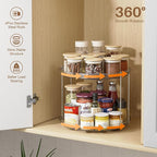 LAMU 2Pack 2 Tier Lazy Susan Organizer 12 inch Large Lazy Susan Turntable Rotating Spice Rack Organization for Cabinet, Kitchen, Pantry, Countertop, Bathroom, Vanity, Medicine Cabinet Organizer, Grey - Image 2