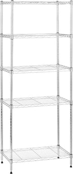 Amazon Basics 5-Shelf Adjustable Storage Shelving Unit for Garage, Steel Wire Rack, 200 Pound Loading Capacity per Shelf, 23.2" x 13.4" x 60", Chrome Finish by AmazonBasics