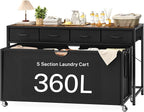 Laundry Sorter, Rolling Laundry Hamper with 5 Section Pul-Out Bags, Laundry Basket Organizer with 4 Drawers, Laundry Hamper with Wheels for Laundry Room Organization, Bathroom, Bedroom by Unknown