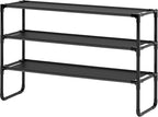 Long Shoe Rack, 3-Tier Stackable Shoe Organizer for Closet, Entryway, Hallway, Extra Bottom Layer, Holds 16-20 Pairs, Sturdy & Durable Waterproof Fabric Shelf, Space-Saving,Black(35.8" Wide) - Image 3