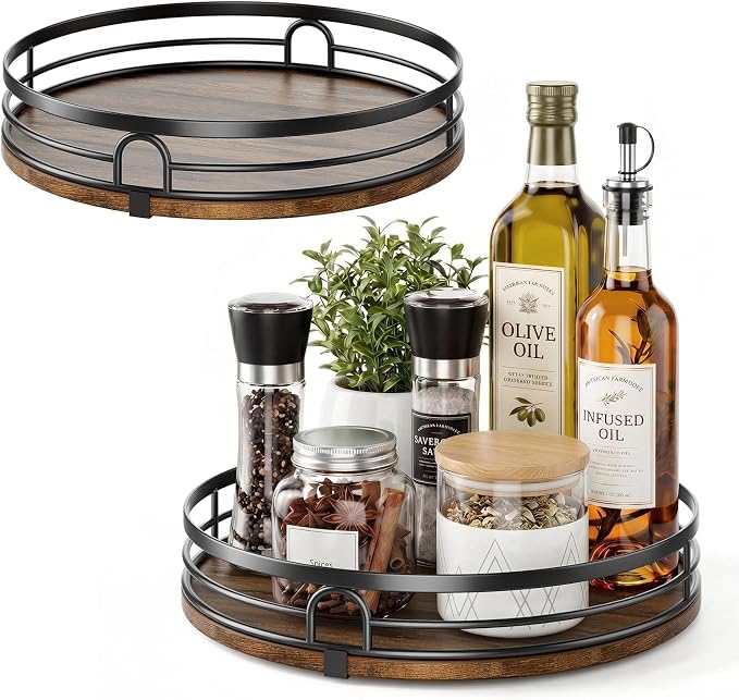 2 Pack 9" 10" Lazy Susan Turntable Organizer for Table Top by Pantasia