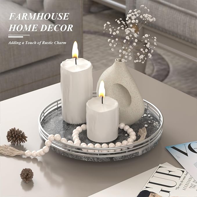 AHM10-Inch Gray Marble Lazy Susan with Silver Iron Frame - Image 3