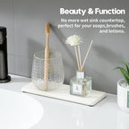 2PCS White Water Absorbing Diatomite Stone Drying Soap Dish Sink Vanity Tray for Bathroom/Kitchen Counter, Sponge Holder Mat Dispenser Rack Faucet Splash Guard Caddy Organizer, 9"x3.5" - Image 2