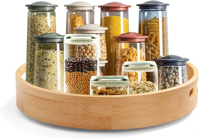 12in Bamboo Lazy Susan Turntable Organizer for Pantry&Cabinet by Mamalucky