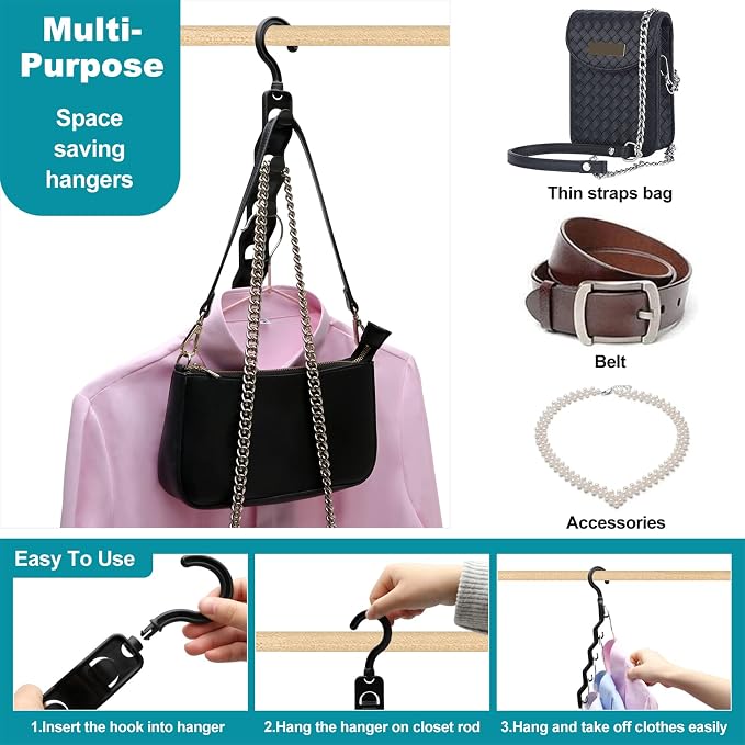 Closet Organizers and Storage,Upgraded Organization and Storage Clothes Hanger,8 Pack College Dorm Room Essentials,Sturdy Closet Organizer Home Essentials Space Saving Hangers for Thick Clothe - Image 9