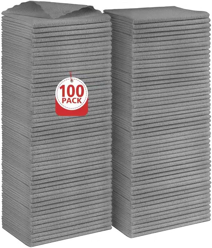 Orighty Microfiber Cleaning Cloth Bulk, 100 Pack, 11.5x11.5 inch, Grey by AllRightinOrighty