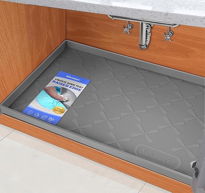 SIKADEER Waterproof Under Sink Mat Silicone 28"x19", Kitchen Cabinet Liner by SIKADEER
