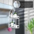 Meangood Shower Caddy 10.4" x 4.5" x 22.04" Hanging Shower Caddy Organizer Over Shower Head Big Capacity for Shampoo, Conditioner with Hooks for Razor/Sponge, White - Image 2