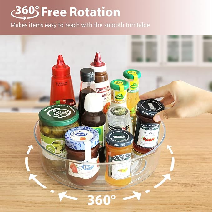 Guzon 6 Pack Lazy Susan Turntable, 11.5" Rotating Organizer with Handles - Image 2