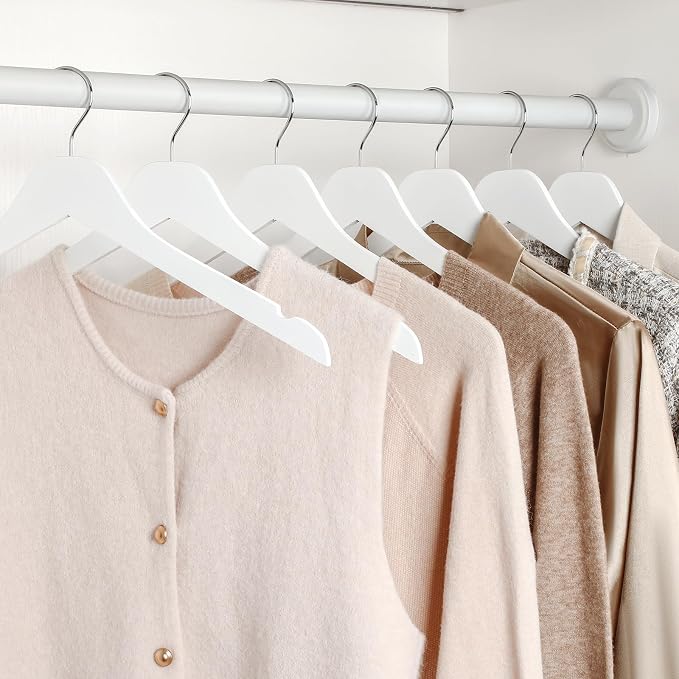 TOPIA HANGER White Wooden Hangers 30 Pack, 0.28 inch Slim Wood Clothes Hanger with Flat Design and Smooth Notches, Lightweight & Durable Space Saving Hangers for Shirt, Coat, Camisole-CT31W - Image 7