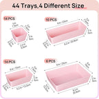Vtopmart 44 PCS Plastic Drawer Organizers Set, Vanity Organizer Trays, Pink - Image 2