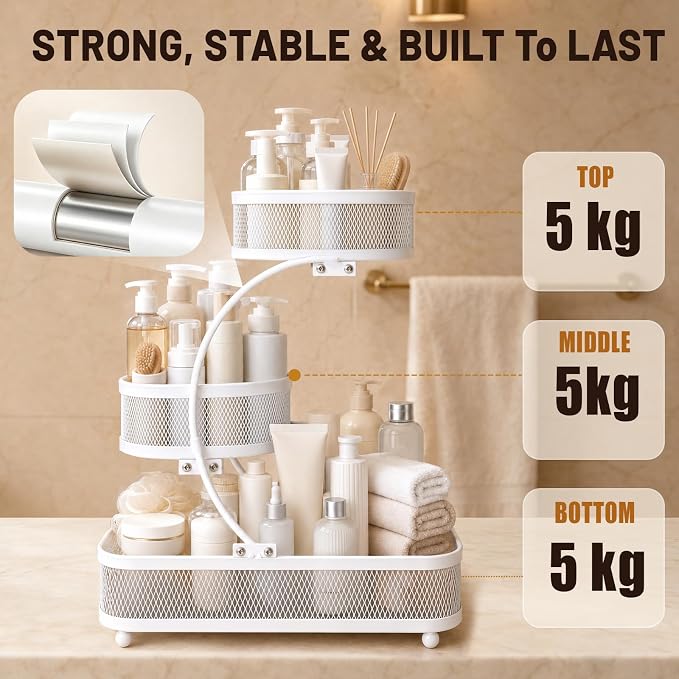3 Tier Bathroom Counter Organizer-Metal Makeup Organizer for Vanity - Image 5