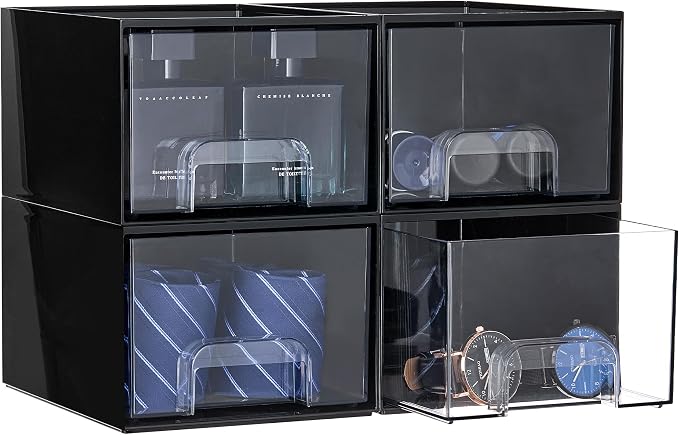 Vtopmart Black Small Stackable Storage Drawers for Cologne Organizer by Vtopmart