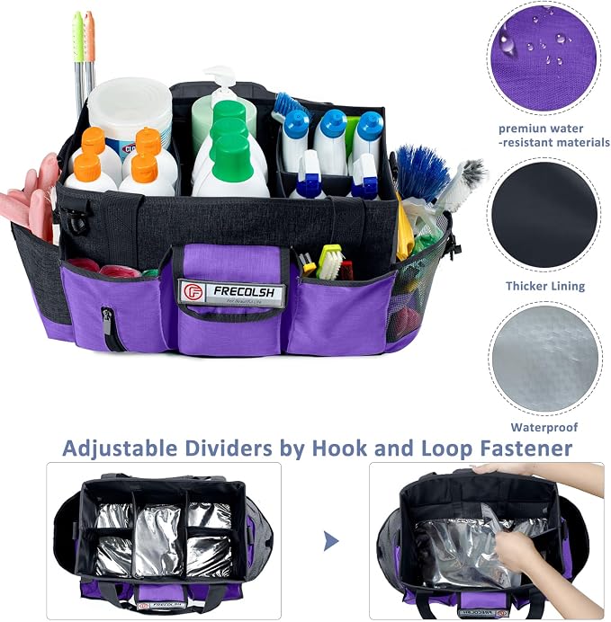 Large Cleaning Caddy for Cleaning Suppliers Organizer,15" Storage Organizer for House Clean Essential, Wearable Cleaing Bag, Storage Caddy for Housekeeping - Image 3