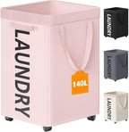 Optish 140L Extra Large Laundry Basket with Wheels and Removable Bag by Optish