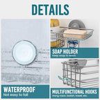 TAILI Shower Caddy Suction Cup with Hooks with Hooks, Grey Shower Holder - Image 5