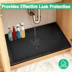 Under Sink Mat 31 X 22, Waterproof Silicone Cabinet Kitchen Liner, Black - Image 4