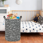 Round Dinosaur Laundry Hamper, Cotton Canvas Teen Room Storage Bin - Image 6