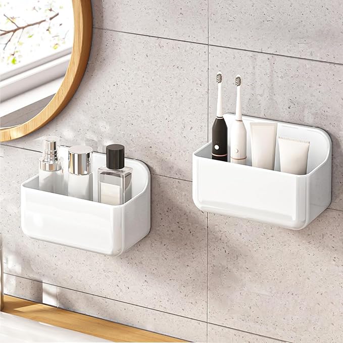 CGBE 2-Pack Cabinet Door Organizer, Self Adhesive Bathroom Shelves, White by CGBE