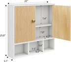 Bathroom Wall Cabinet,Wooden Medicine Cabinet with Fluted Doors - Image 2