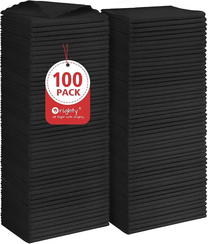 Orighty Microfiber Cleaning Cloth Bulk, 100 Pack, 11.5x11.5 inch, Black by AllRightinOrighty