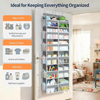 Yecaye Over The Door Organizer, 6 Tier Extra Large Behind Door Storage of 12 Compartments, 80lbs Heavy Duty Door Organizer Hanging with Clear Window for Closet Bedroom Pantry Bathroom, Grey - Image 5